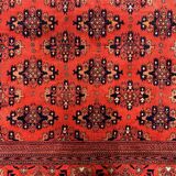 Vintage Afghan Turkoman Khalmohammadi Rug 284x213 cm, Red, Black Tribal Large