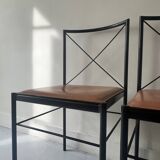 Set of 2 designer chairs in metal and cognac leather, Arrben Italy