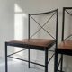 Set of 2 designer chairs in metal and cognac leather, Arrben Italy