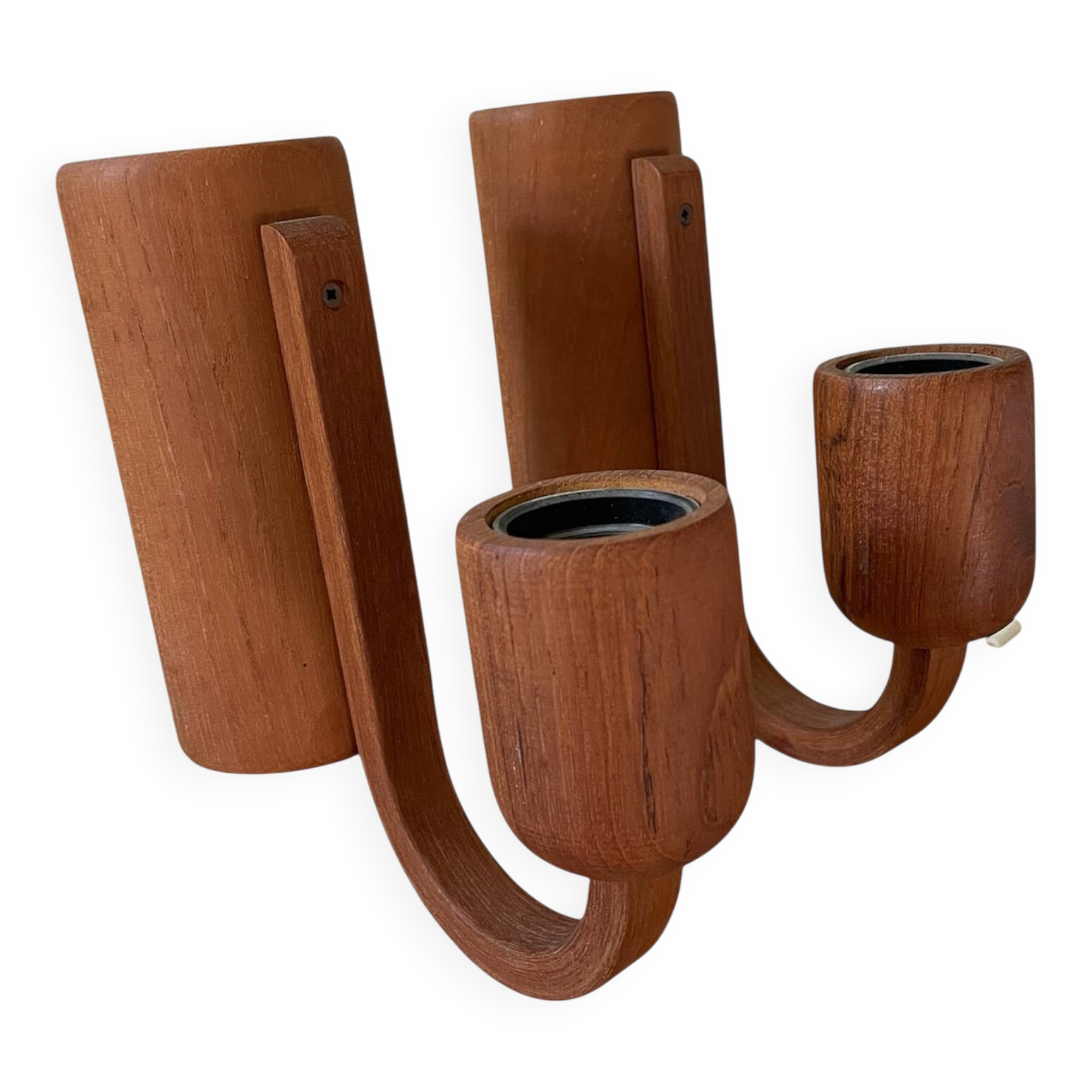 Pair of Scandinavian teak wall lights, Dolmus, 70s