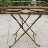 Foldable iron serving table imitation bamboo
