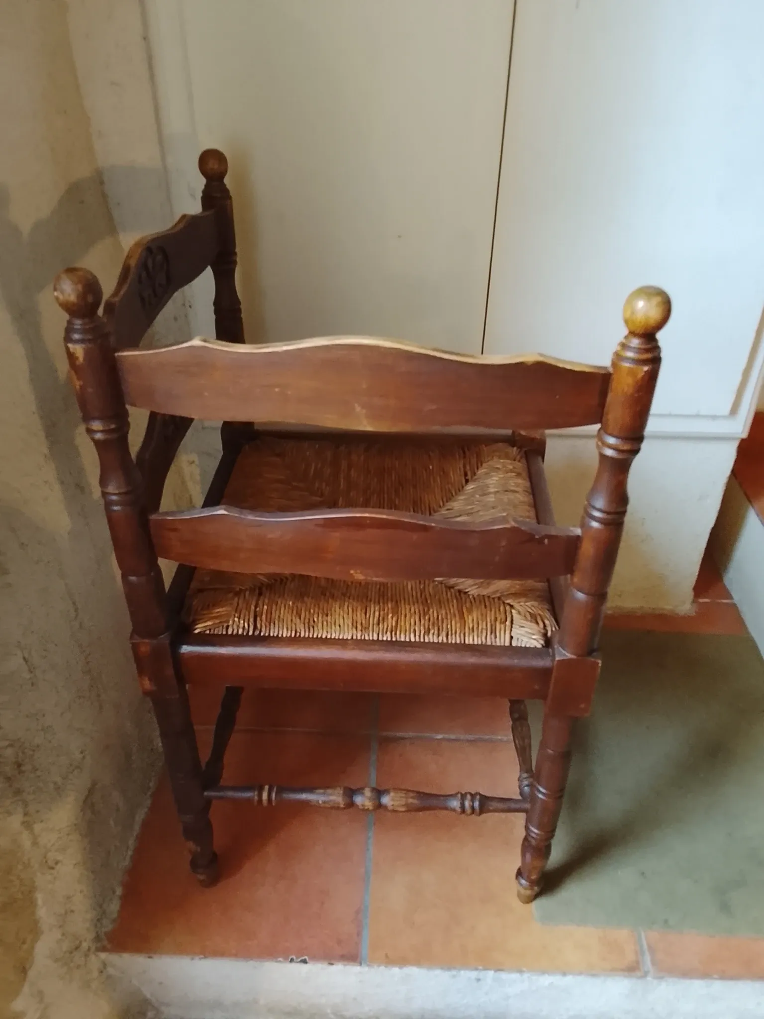 Vintage corner armchair, provencal rustic style
