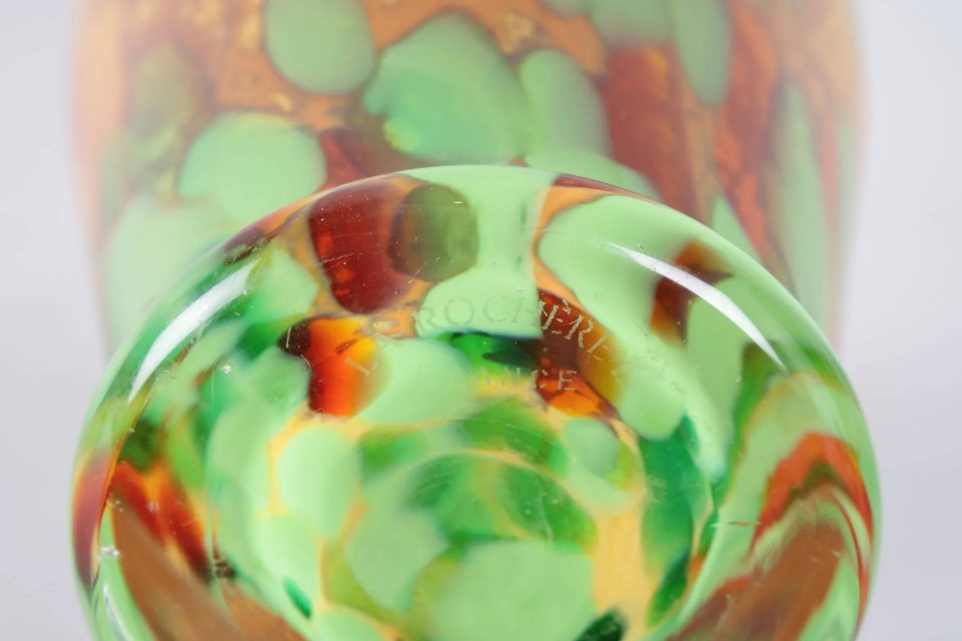 La Rochere glass paste vase, signed