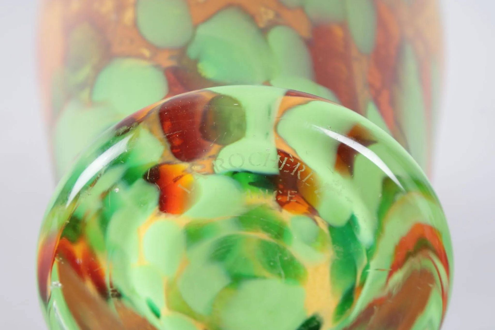 La Rochere glass paste vase, signed