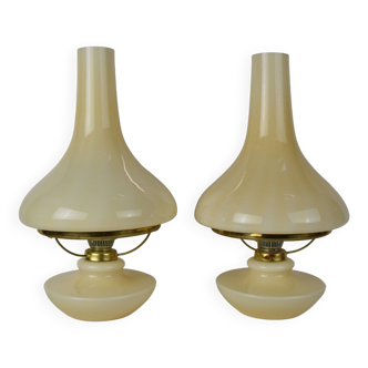 Paire de lampes de table vintage, Osvětlovací sklo závod Janštejn, Tchécoslovaquie, 1970