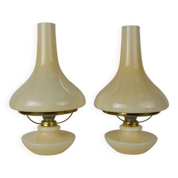 Paire de lampes de table vintage, Osvětlovací sklo závod Janštejn, Tchécoslovaquie, 1970