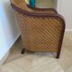 Colonial style armchair - woven rattan and exotic wood - vintage