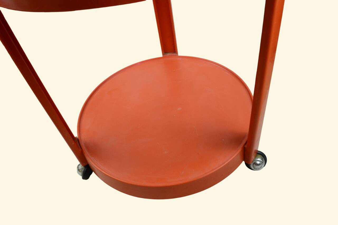 Table d'appoint à roulette / servante / desserte vintage orange - Kastilia