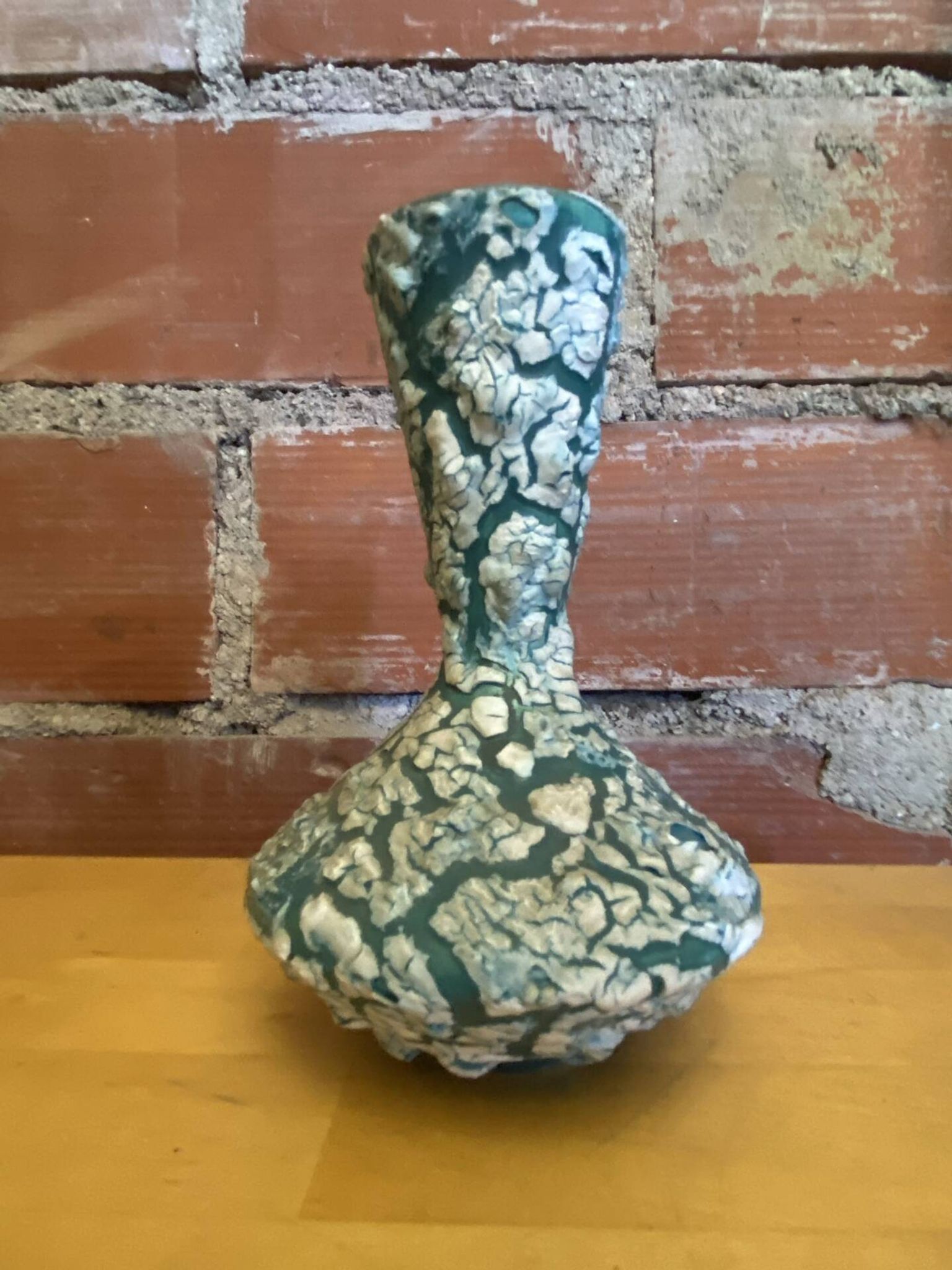 Ancient Vase CYCLOPE Charles CART Ceramic Fat Lava Green + Blue Vintage