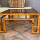 Coffee table Roche Bobois, 1970, rattan and smoked glass