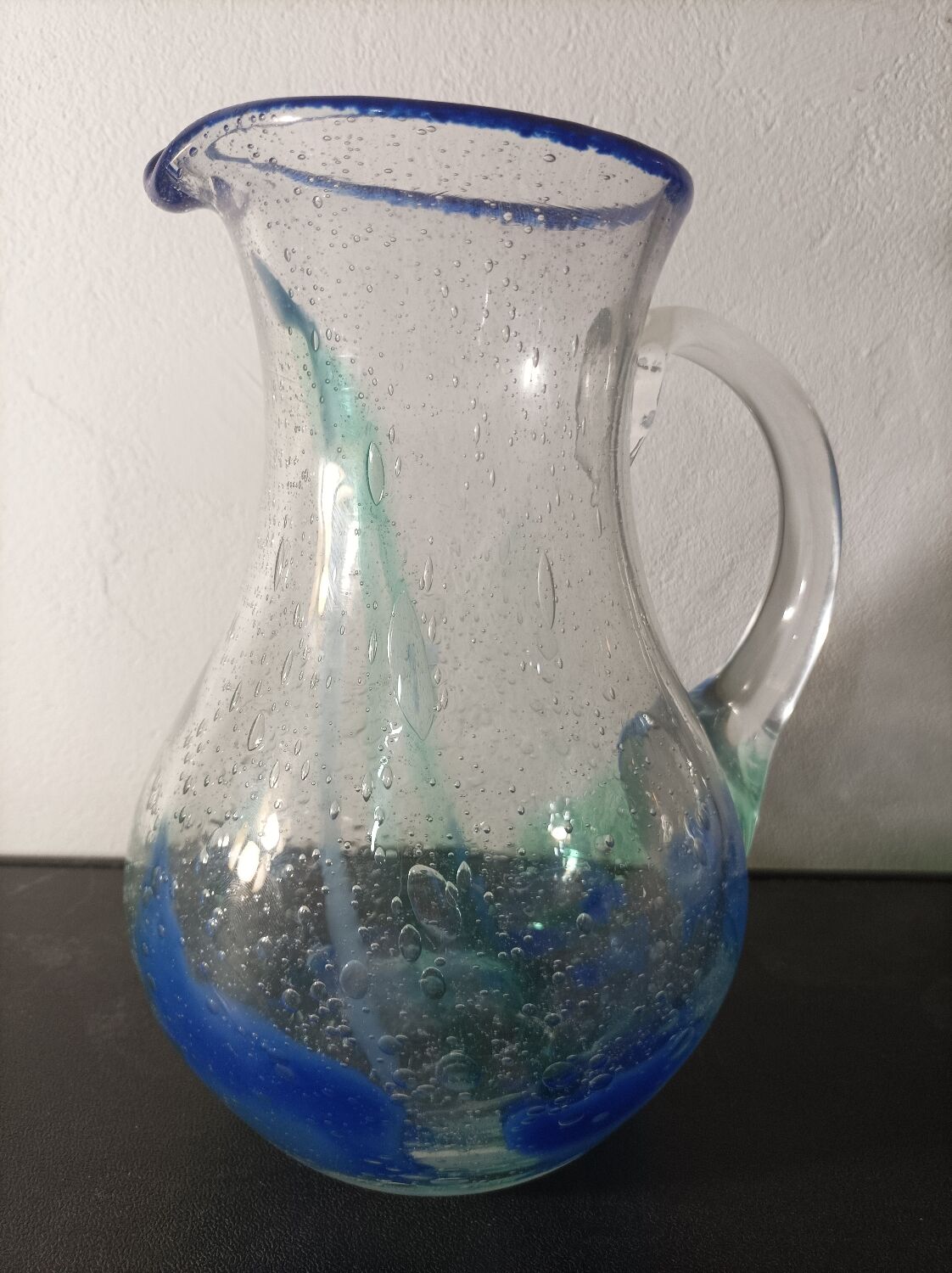 Pitcher Biot bubbled glass