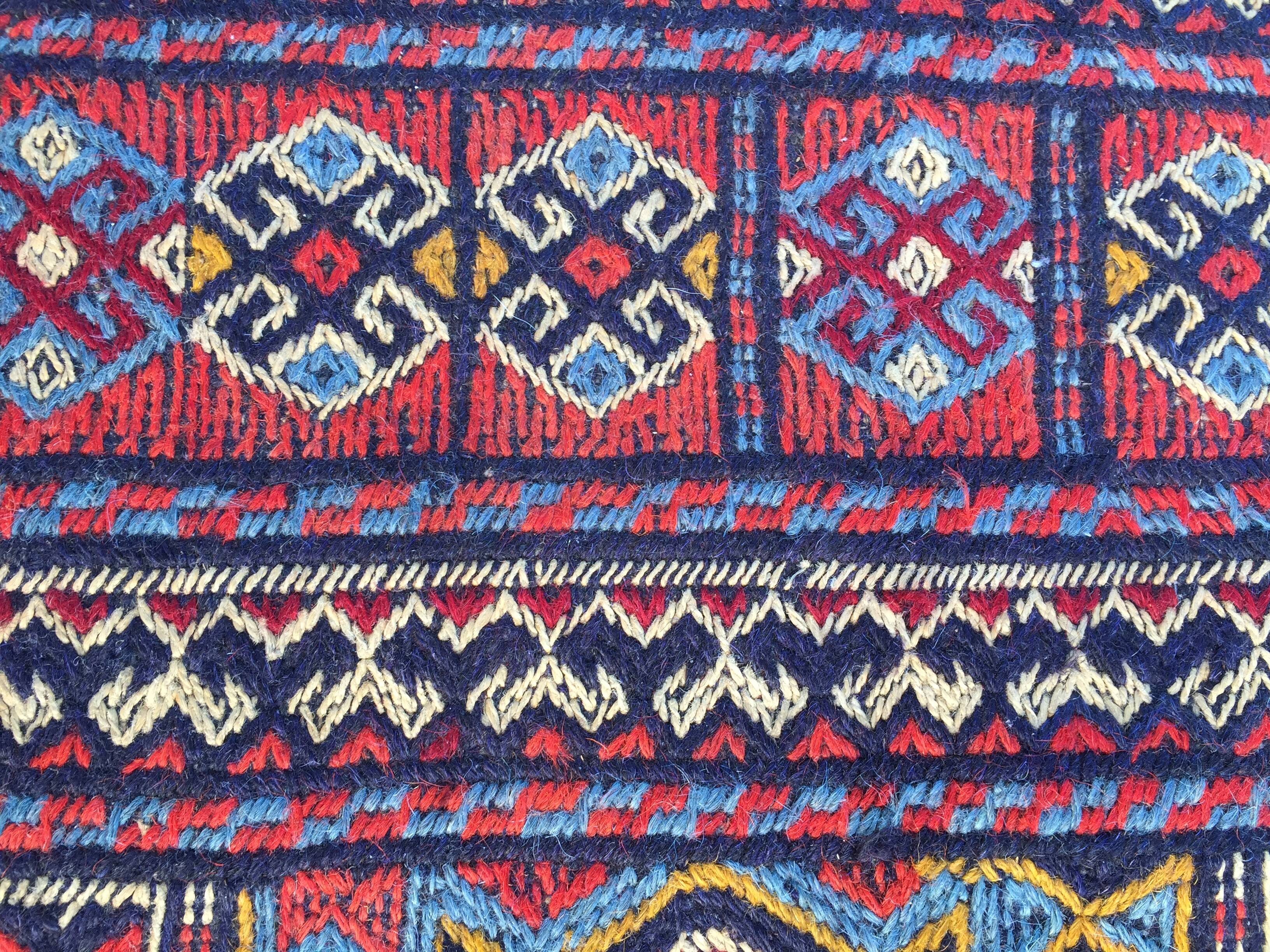 Berber carpet, woven and embroidered, wool 204 x106 cm 20th century