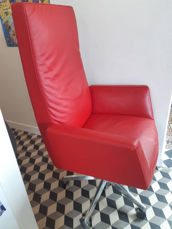 Fauteuil de bureau à roulettes Poltrona Frau Chancellor Président rouge