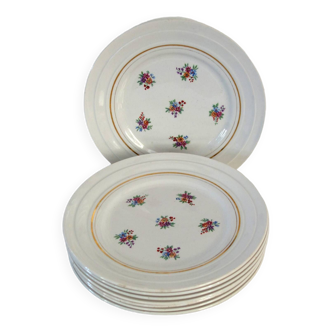 8 assiettes à dessert porcelaine opaque St Amand vintage