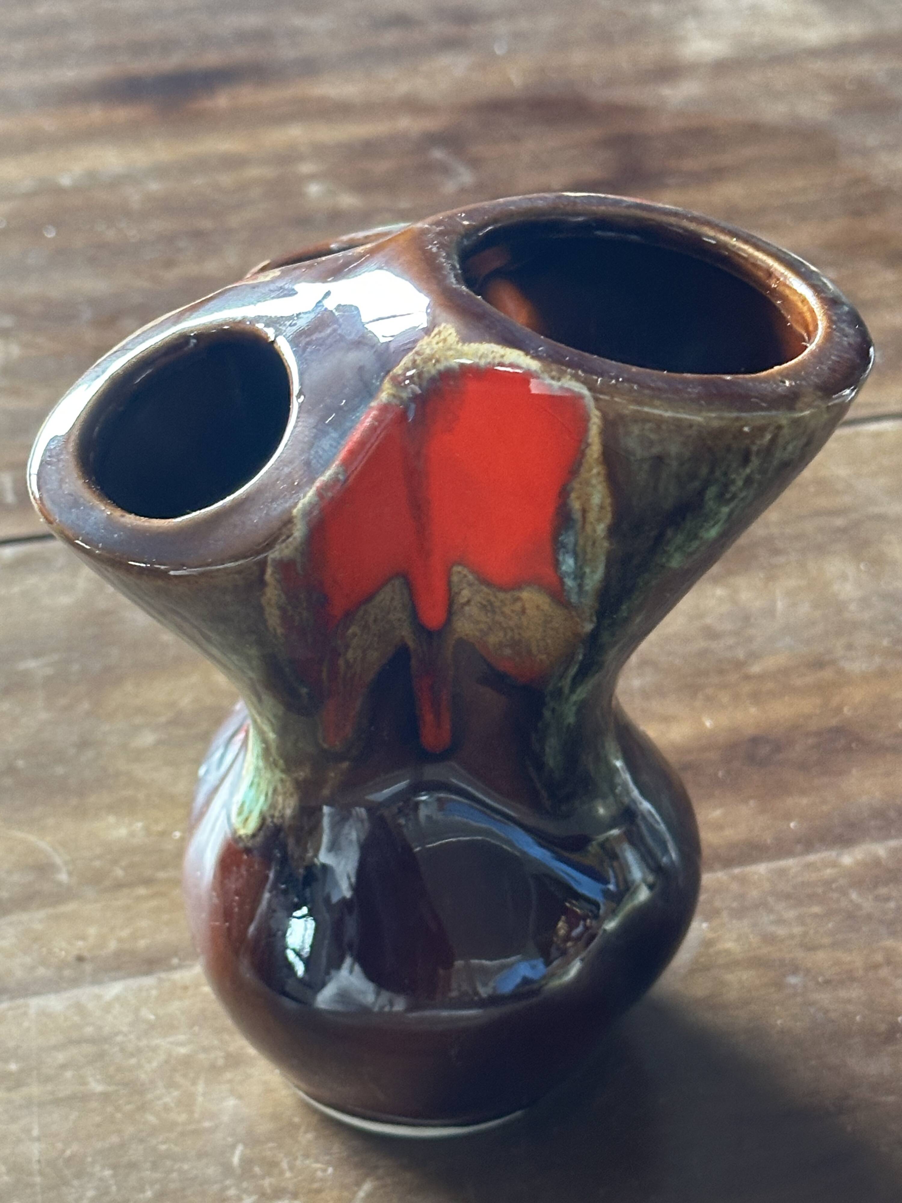 Vintage TriFlore Vase, Vallauris Ceramic, H 16 cm