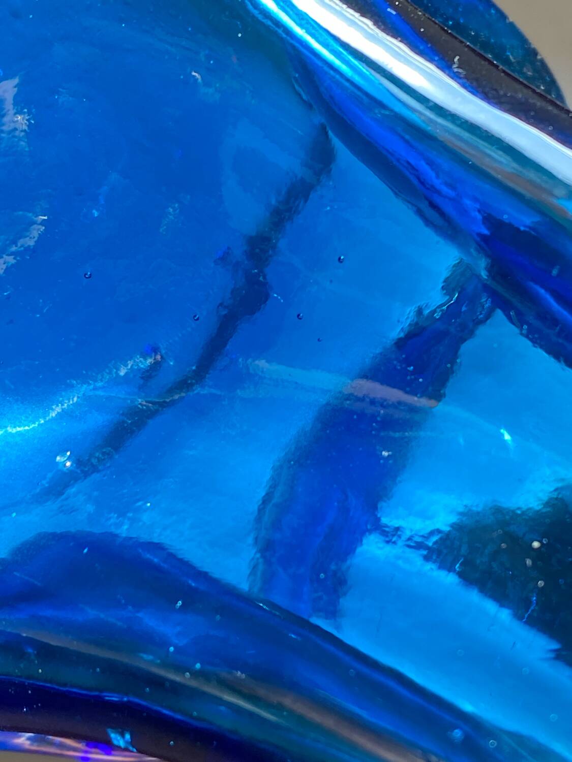 Blue glass vase, 1960s, Gunther Lambert