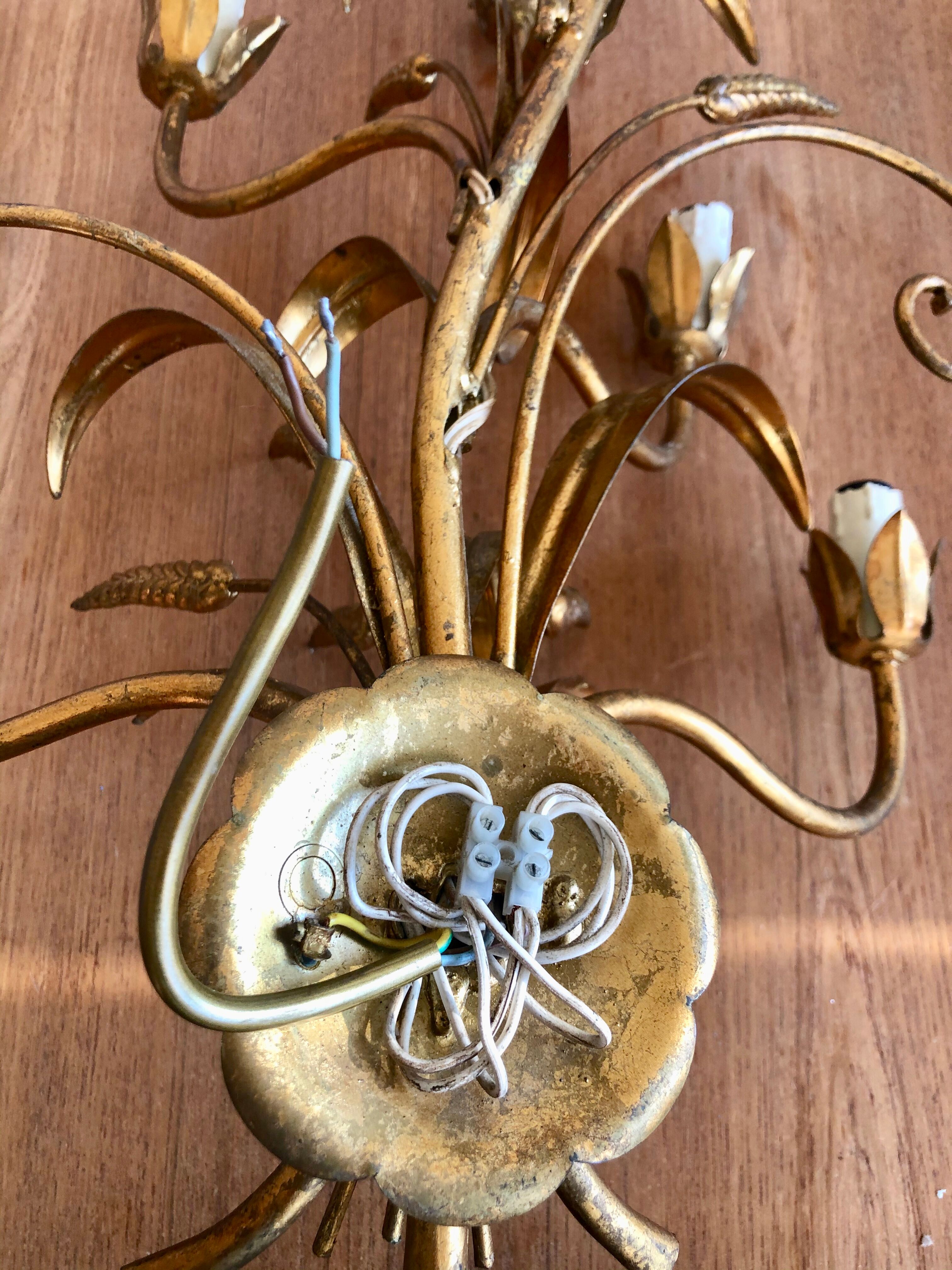 Paire d'appliques épi de blé doré