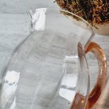 Blown glass pitcher with pink handle