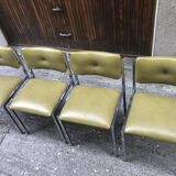 Series of 4 vintage chairs in Skaï