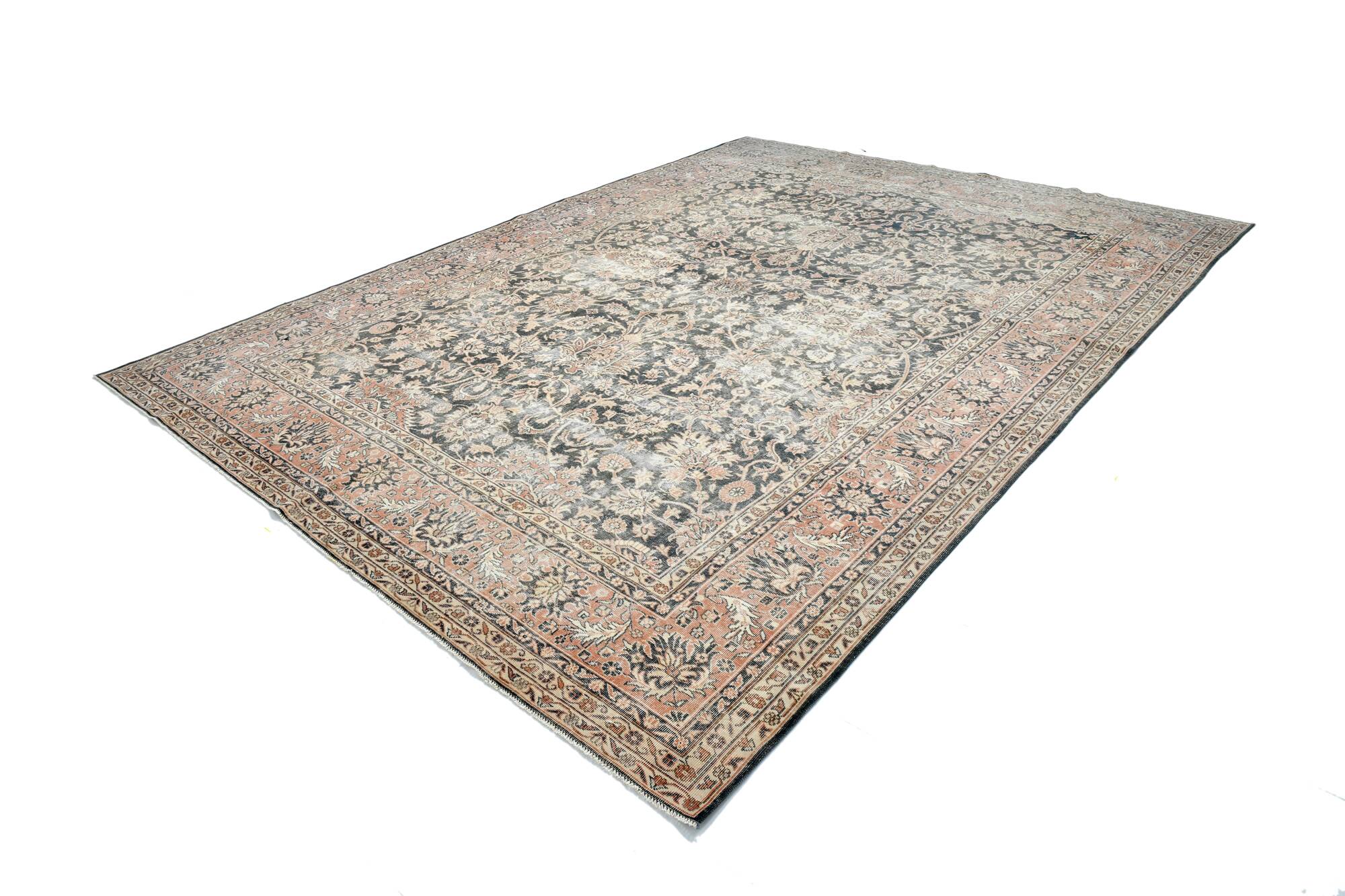 Tapis persan floral noir et rouge