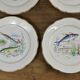 Set of 6 plates sea pattern Digoin Sarreguemines.