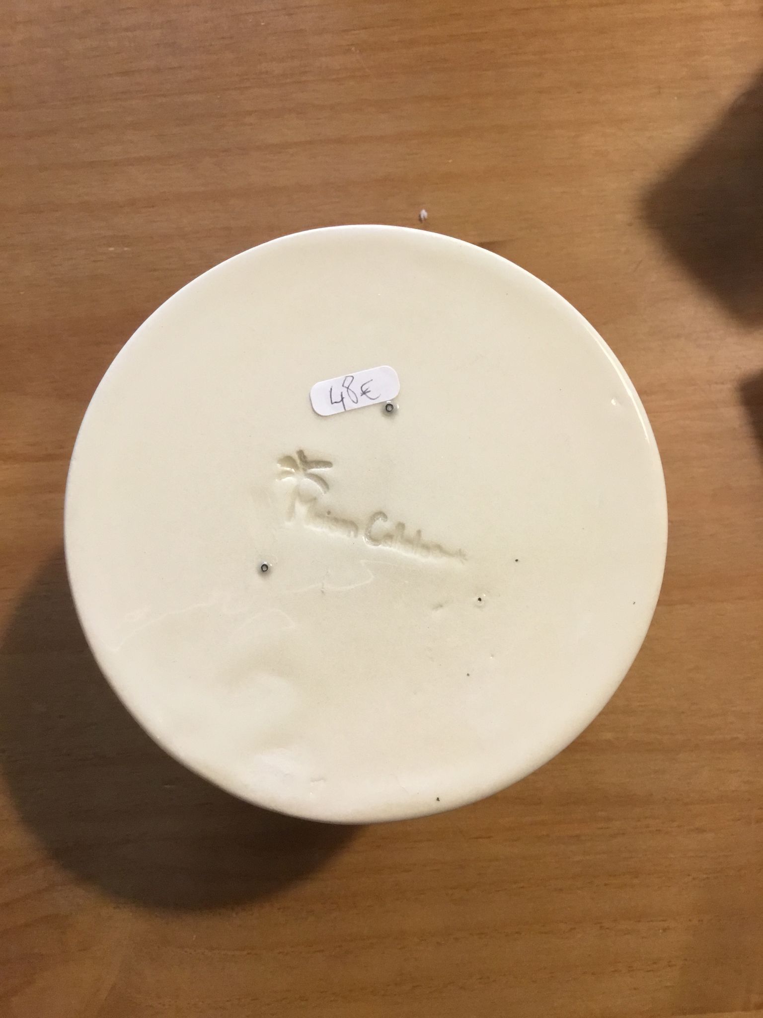 Hand-painted glazed ceramic box of French artisanal vallauris