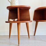 Pair of tripod bedside tables with compass feet