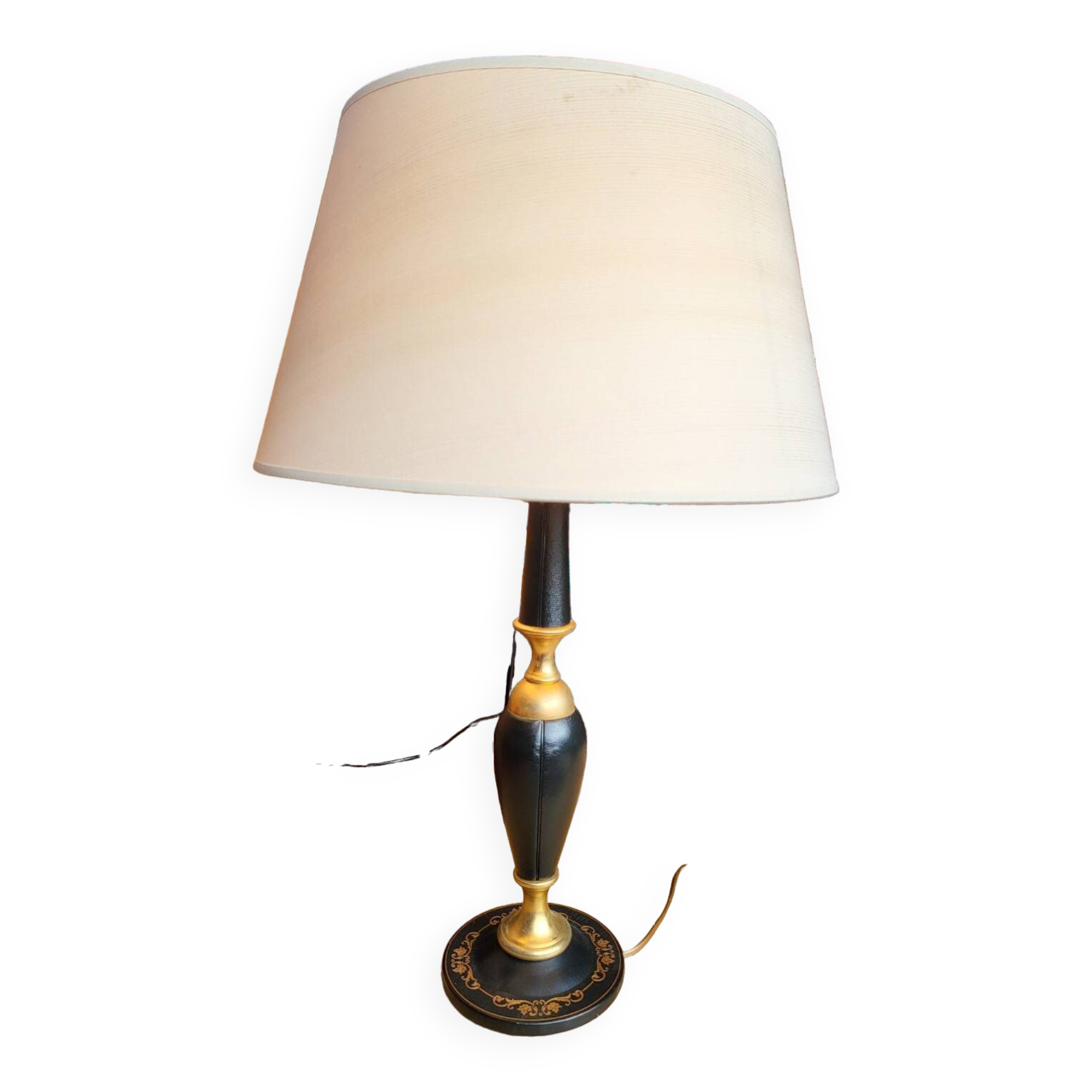 Vintage leather and brass desk lamp Le Tanneur