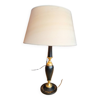 Lampe de bureau vintage en cuir et laiton Le Tanneur