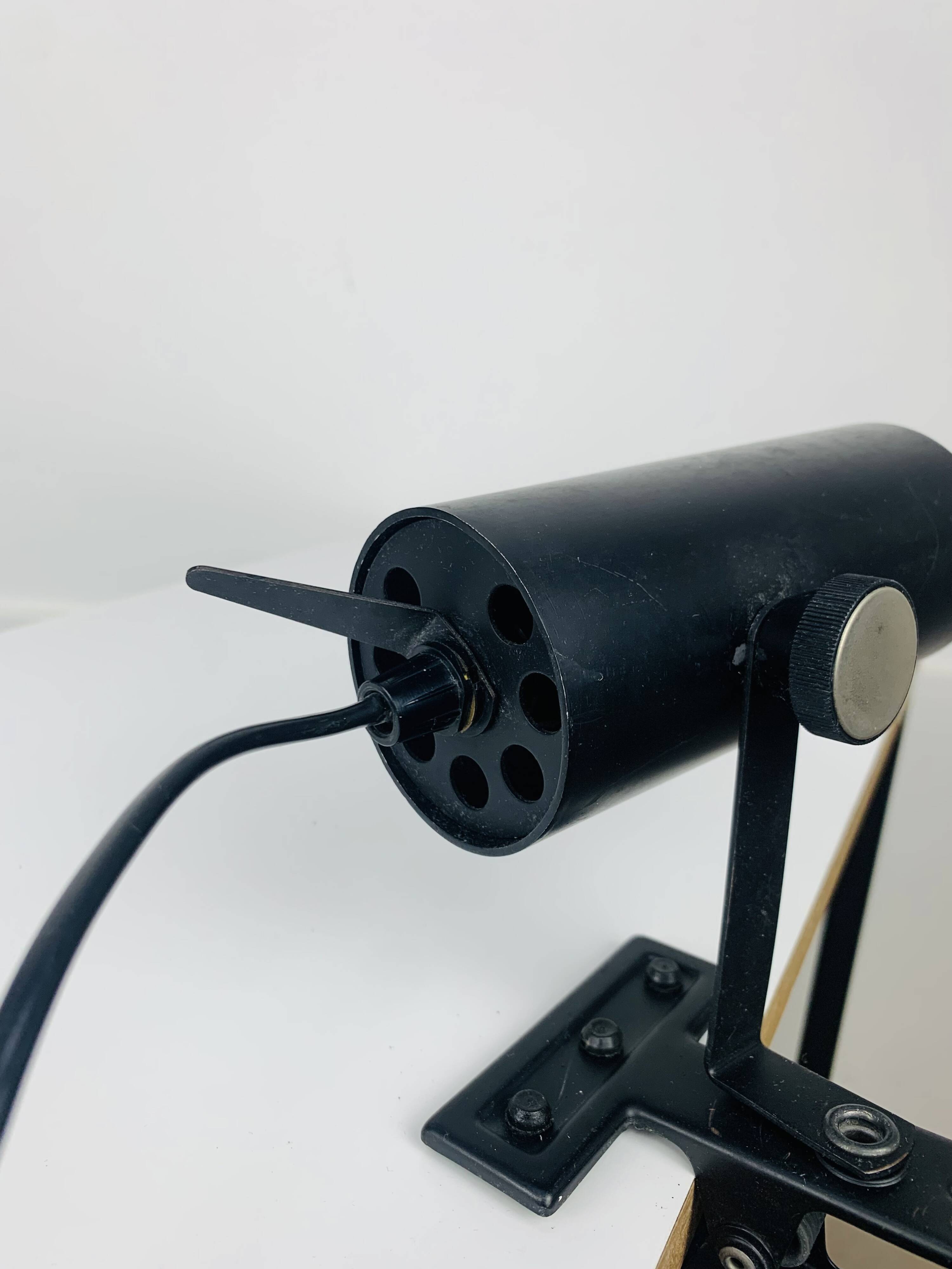 Vintage black metal clamp spotlight