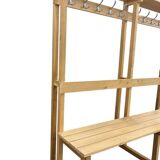 Vintage portemanteau XL en bois avec banc