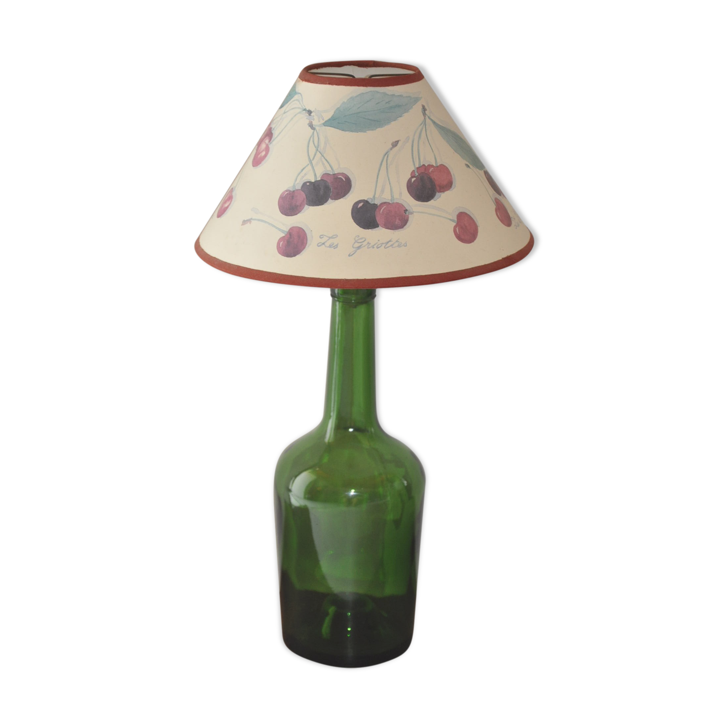 Lampe bouteille en verre vert
