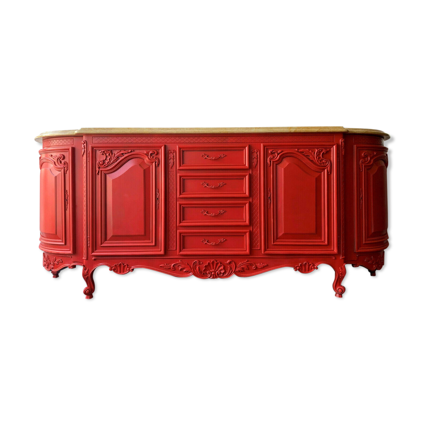 half-moon hunting furniture Louis XV Rocaille in lacquered wood