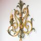 Large Italian wall lamp in gold and green metal. 90s