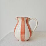 Vintage ceramic vase/pitcher with handmade mandarin stripes.