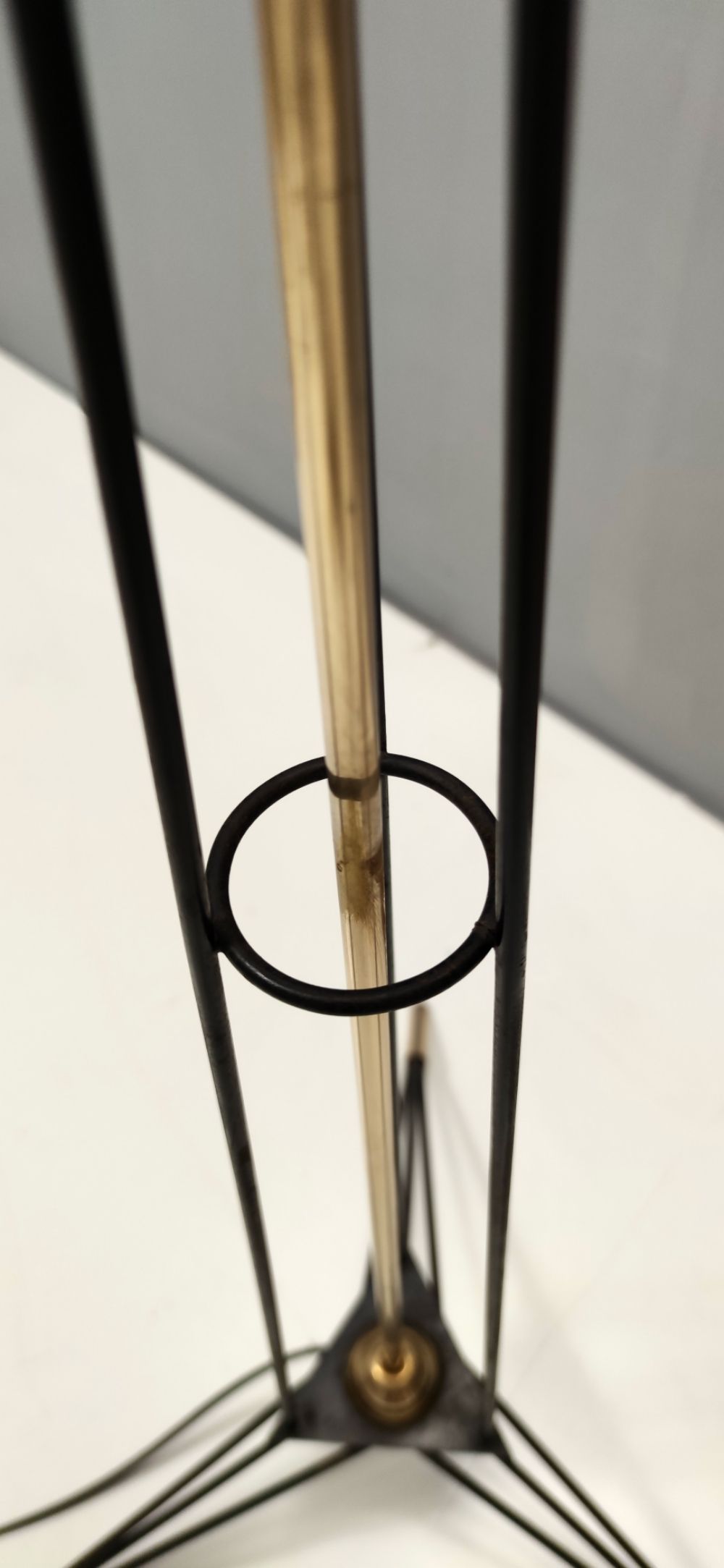 Midcentury Opaline Glass and Iron Floor Lamp by Stilnovo, Italy
