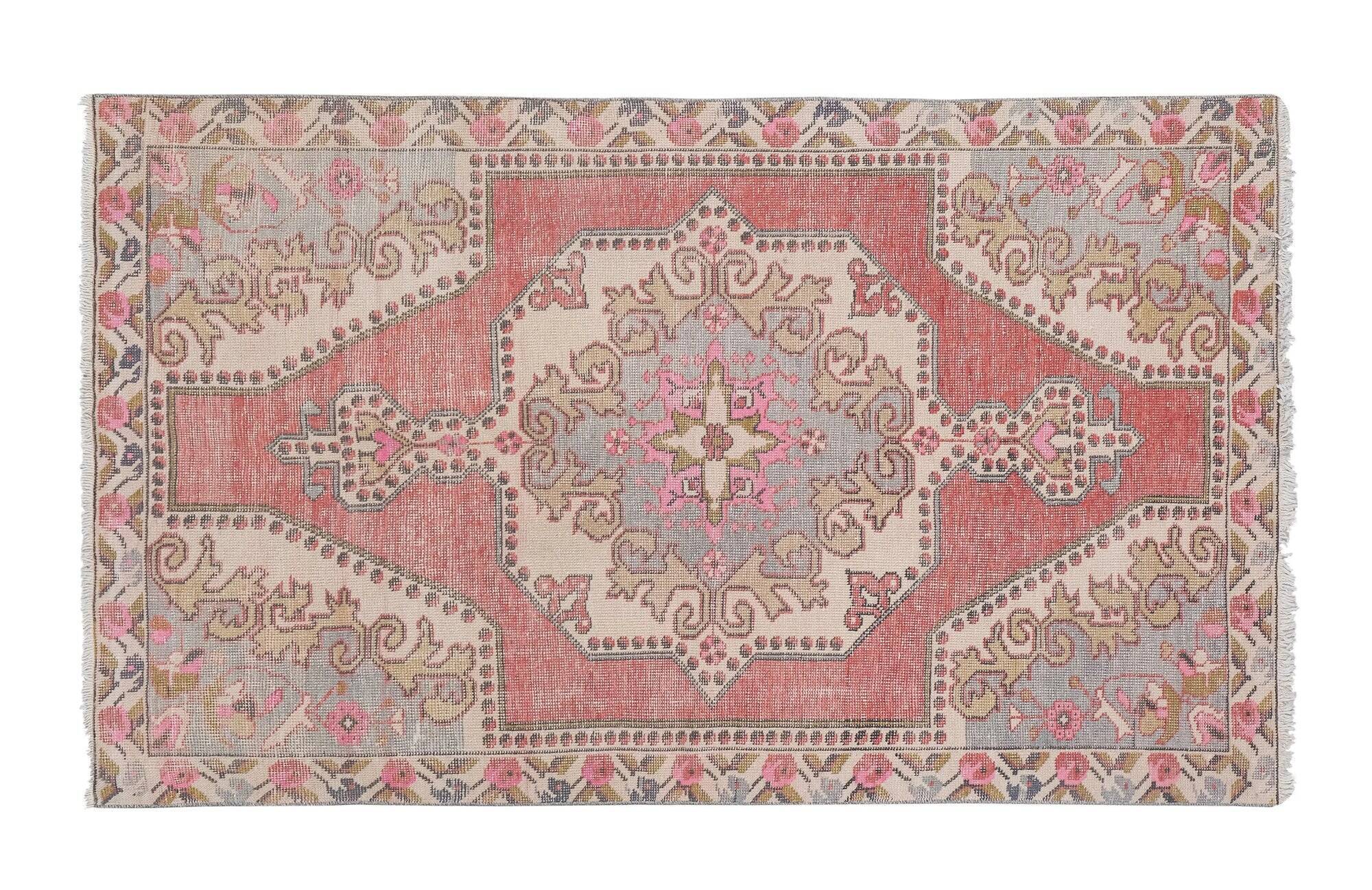 Vintage Turkish handmade rug 129x213 cm