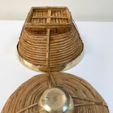 Vintage wicker and brass basket - 1970s