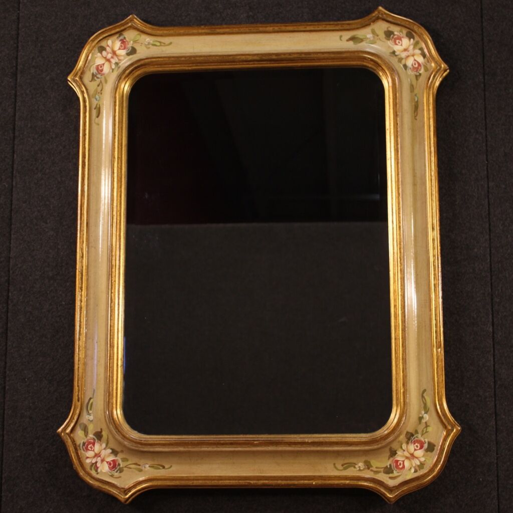 Miroir laqué, doré et peint italien - 93x73cm