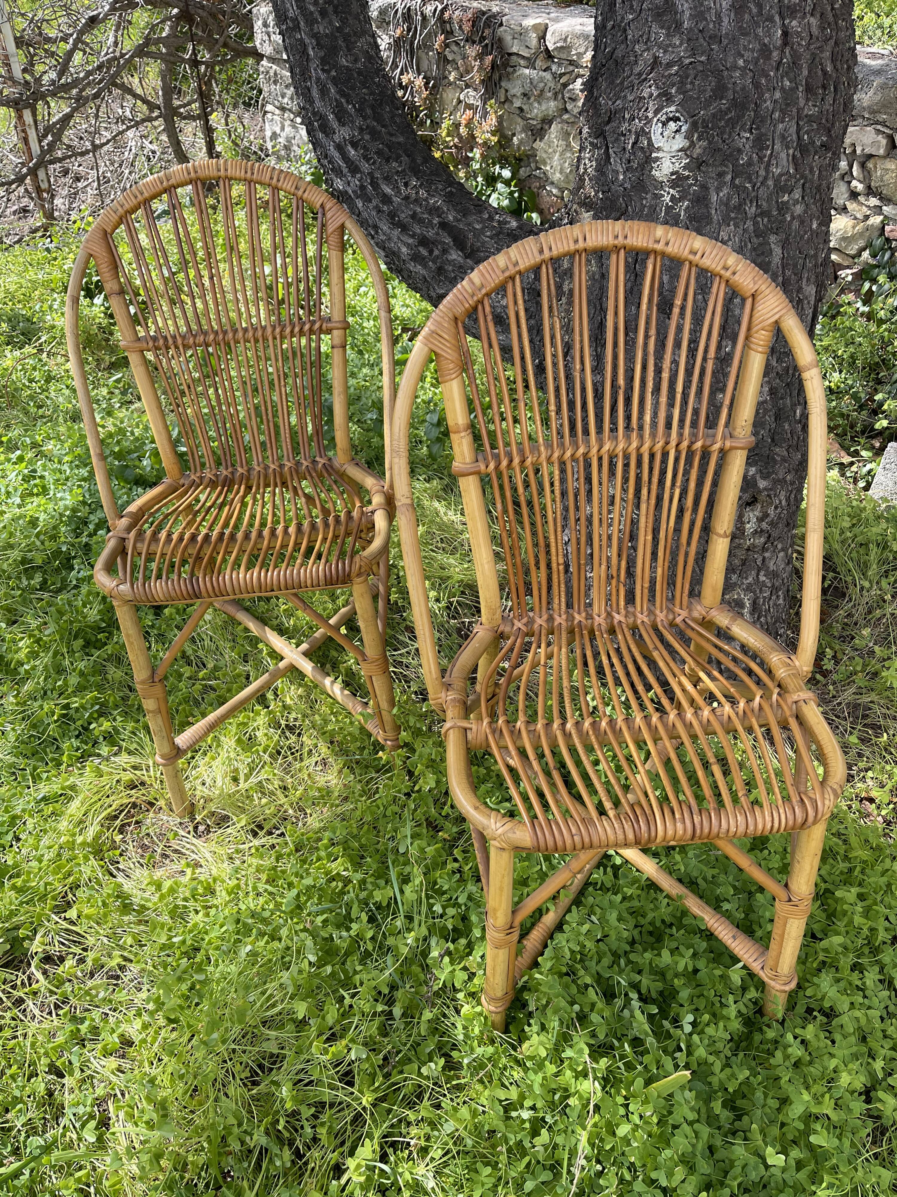 Paire de chaises rotin