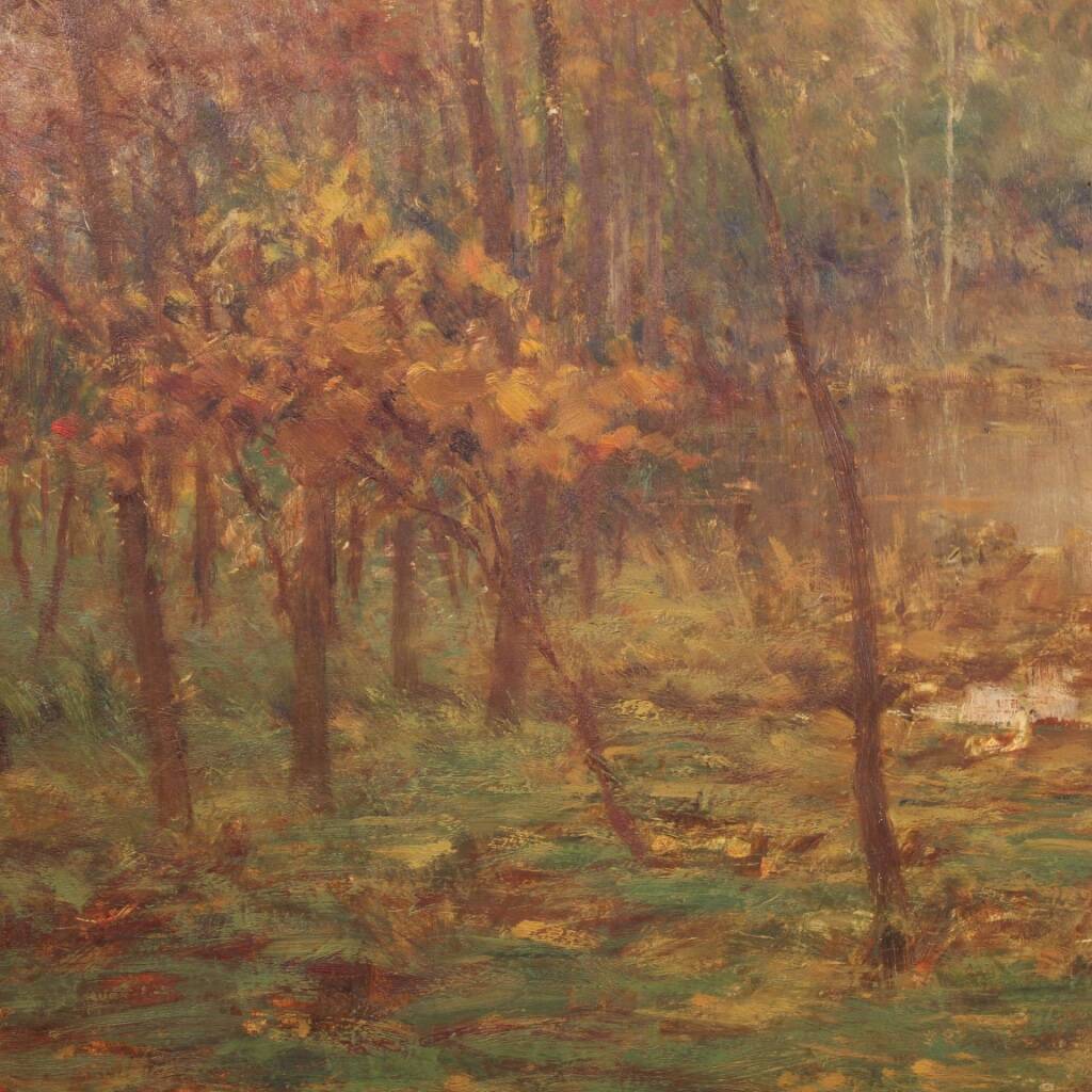 Italian painting landscape signed and dated from the 20th century