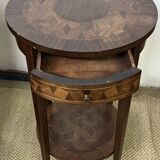 Round pedestal table / side table in wood marquetry