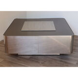 Vintage coffee bar table in steel and wood circa 1970