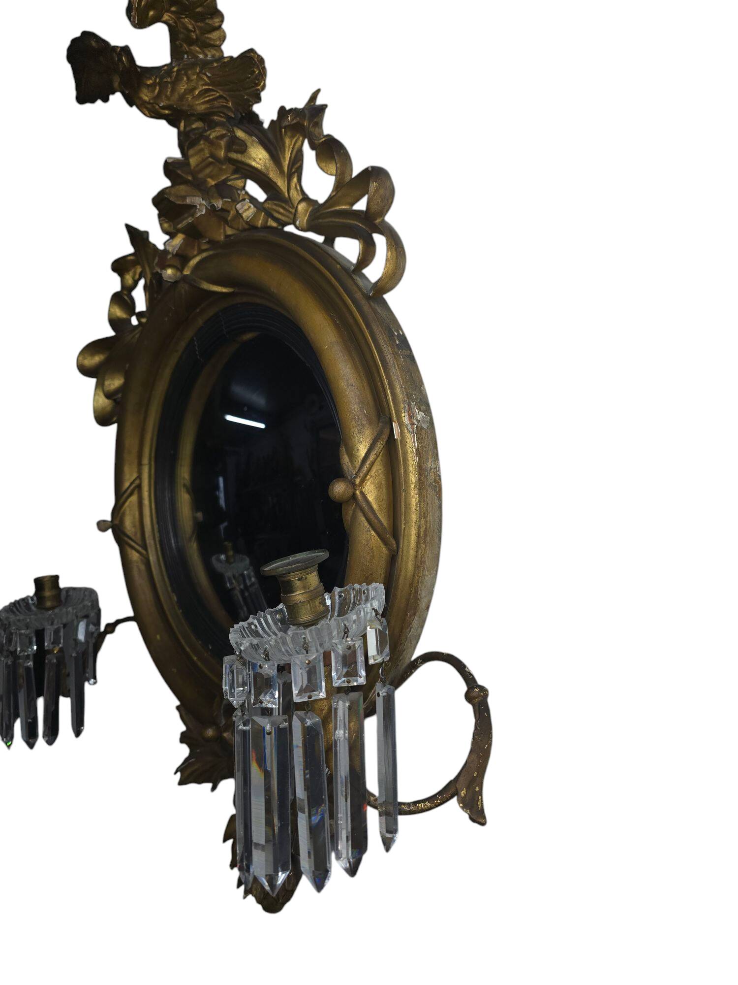 NAPOLEON III Style Witch Mirror With Tassel Candle Holders