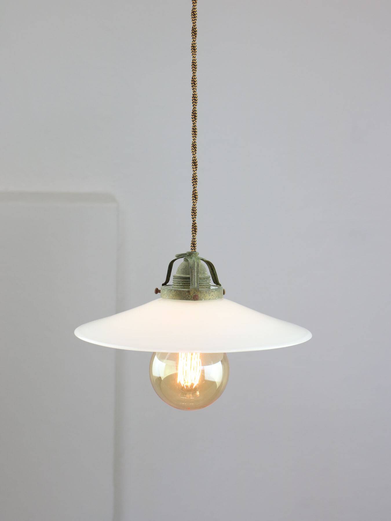 Mid-Century Italian Ceramic and Brass Pendant Lamp