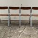4 folding chairs chromed metal and Skaï fawn 1970