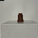 Circular teak monoxyle candlestick, pyramidal with a high central part H7 D5.