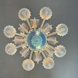 Venetian Chandelier In Murano Glass Two Tones Of Blue, Circa 1940, 8 Arms Of Light
