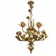 Italian Tole and Ceramic Rose Chandelier