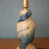 Vintage glass paste lamp, yellow/blue glass paste lamp base, table lamp, bedside lamp,
